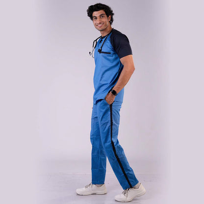 Azure and Navy Blue Dual Men Scrubs