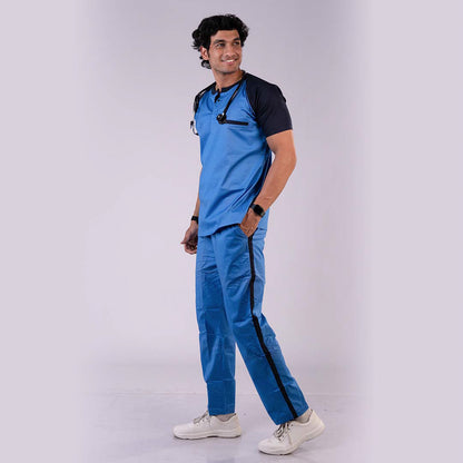 Azure and Navy Blue Dual Men Scrubs