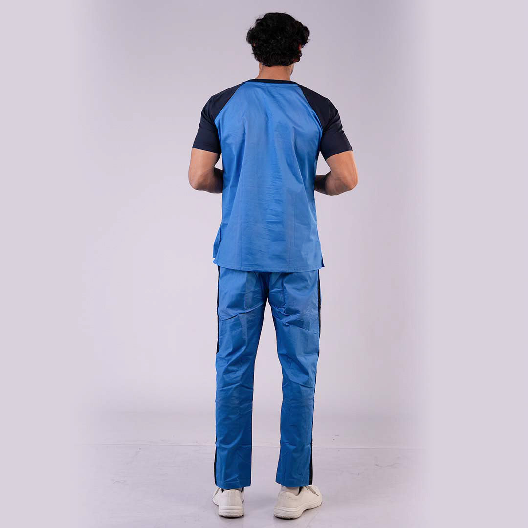 Azure and Navy Blue Dual Men Scrubs