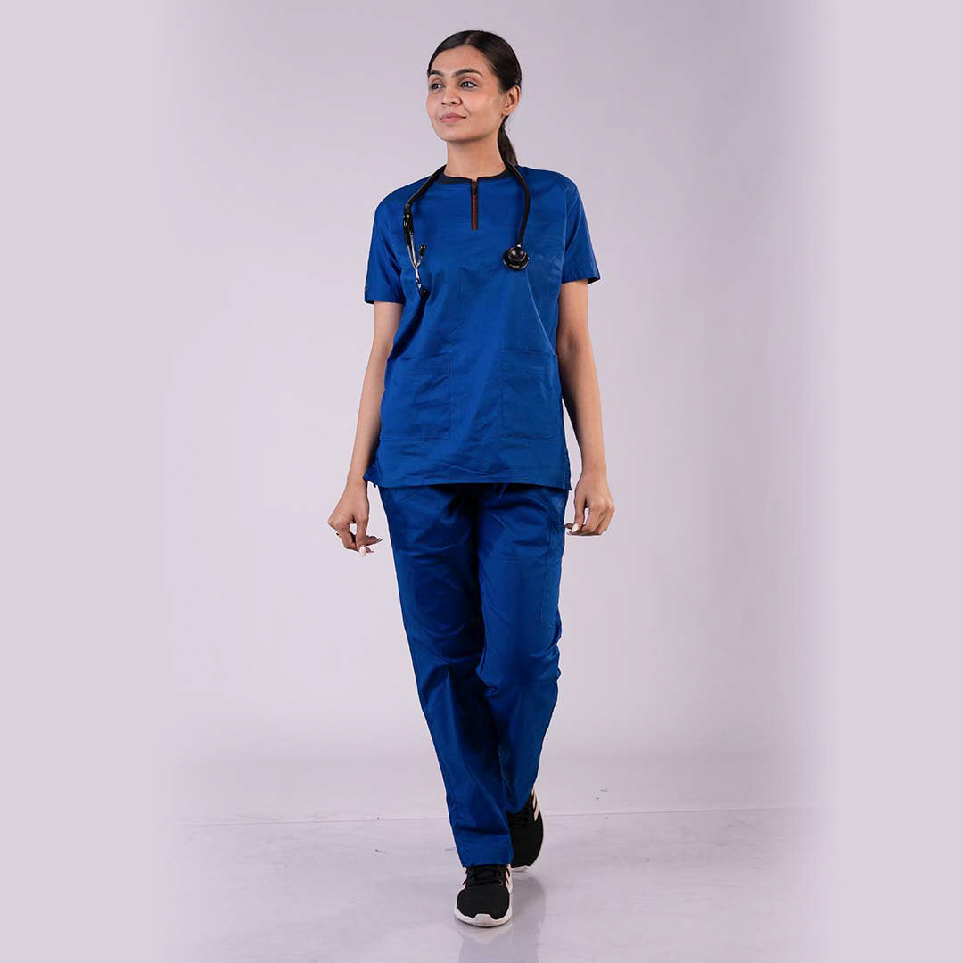 Air Blue zip neck women doctor scrubs