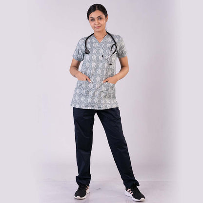 Subtle printed women scrub Set
