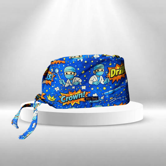 printed scrub cap for dentists and dental surgeons