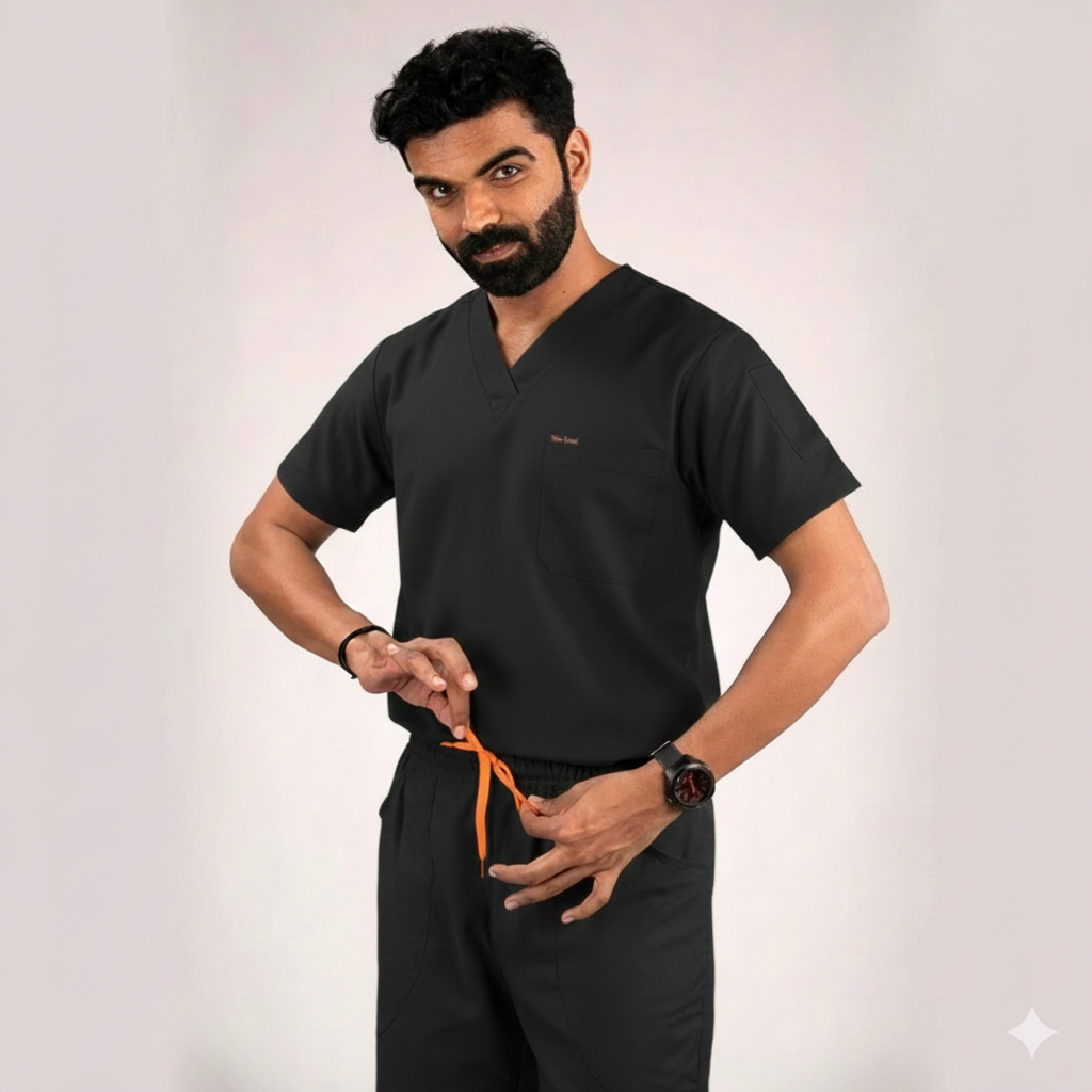 black scrubs men hospital uniforms