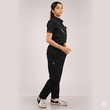 black high neck chinese collar scrubs women