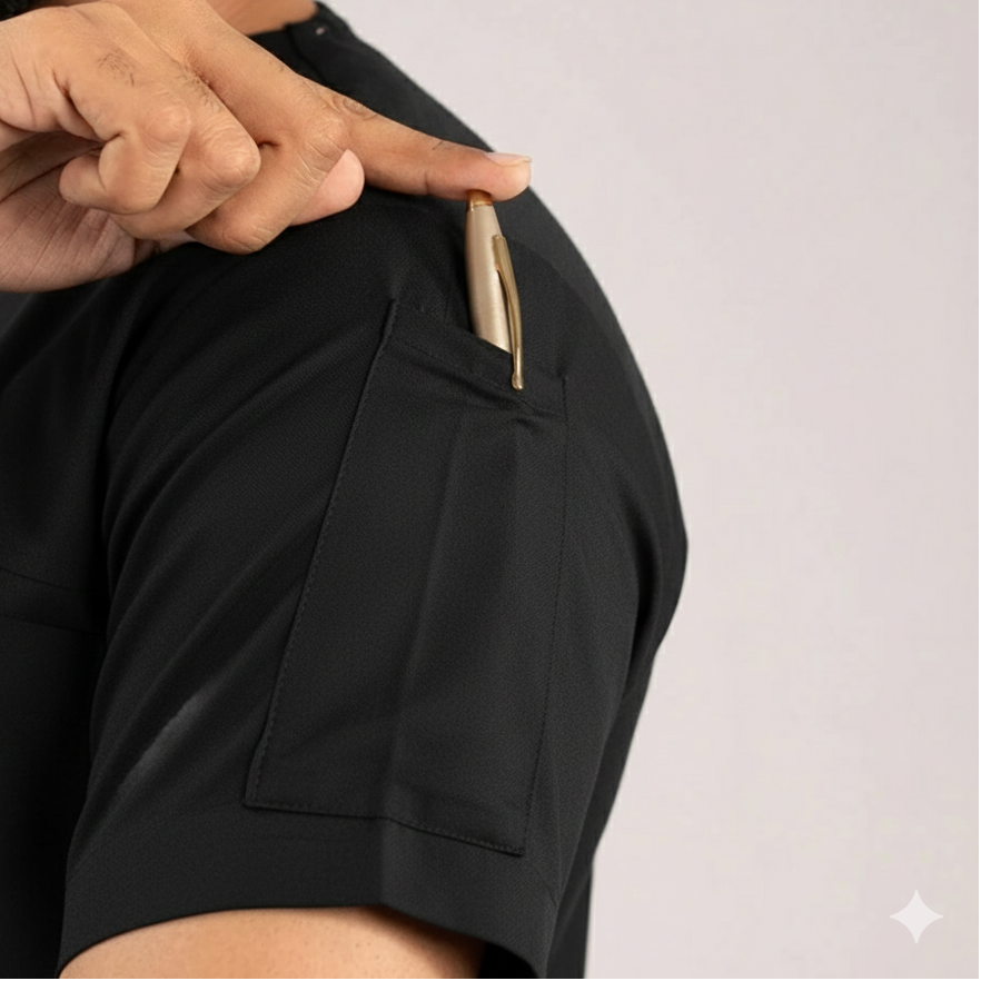 women OT scrubs with sleeve pocket