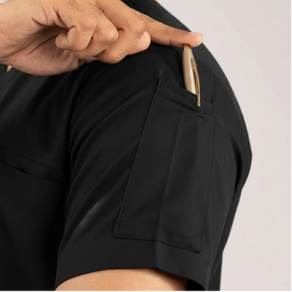 women black medical scrubs with arm pockets