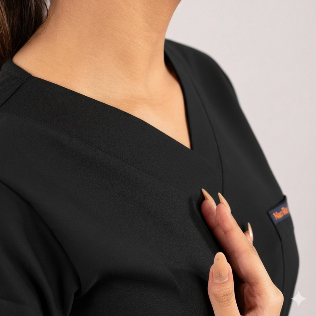 hospital uniforms women black v neck