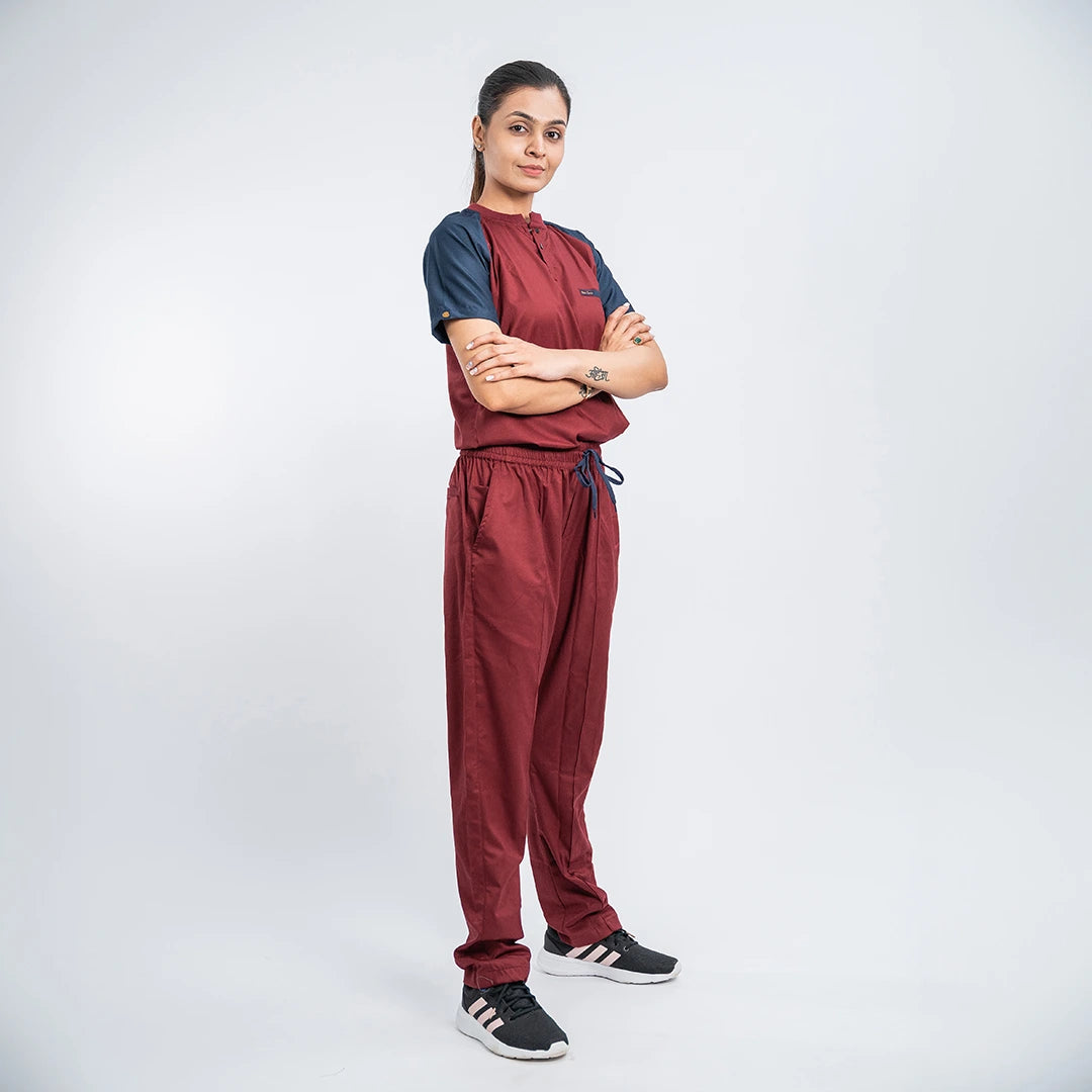 Pro-fit Maroon Blue Dual women scrubs