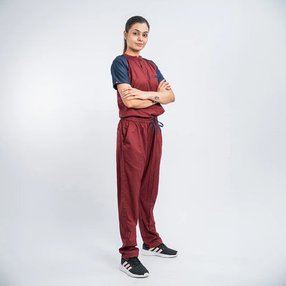 Pro-fit Maroon Blue Dual women scrubs