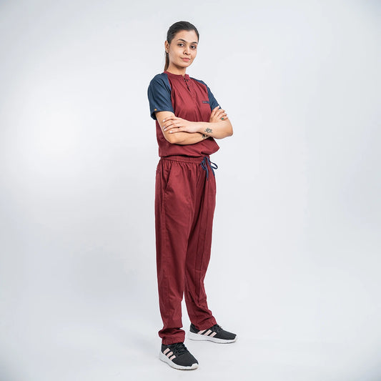 Pro-fit Maroon Blue Dual women scrubs