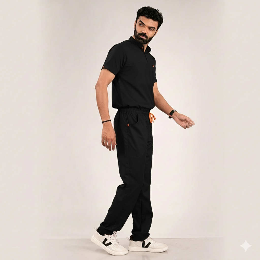 black high neck scrubs men