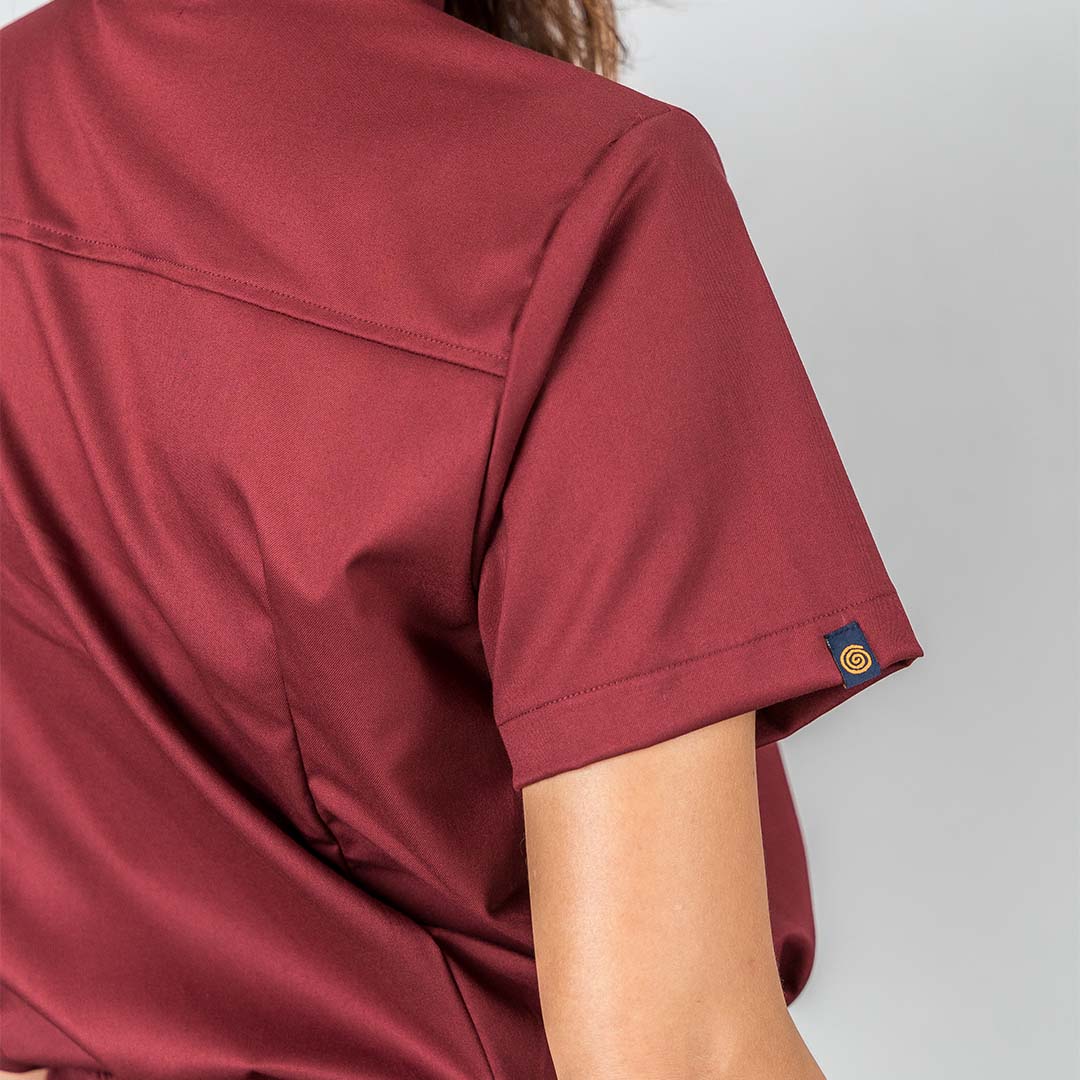 Pro-fit High neck Deep Red Women scrubs