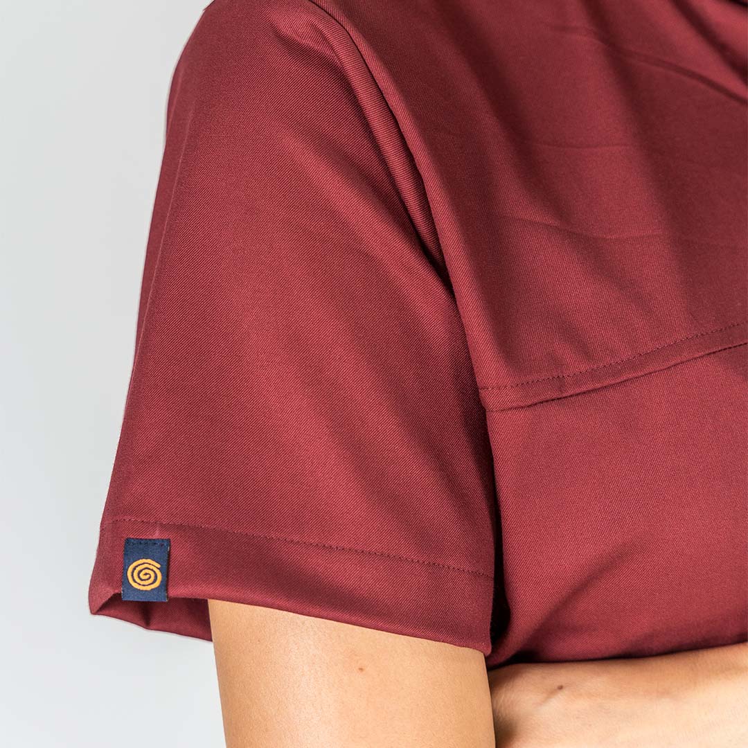 Pro-fit High neck Deep Red Women scrubs