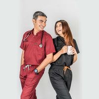 Pro-fit High neck deep red scrubs