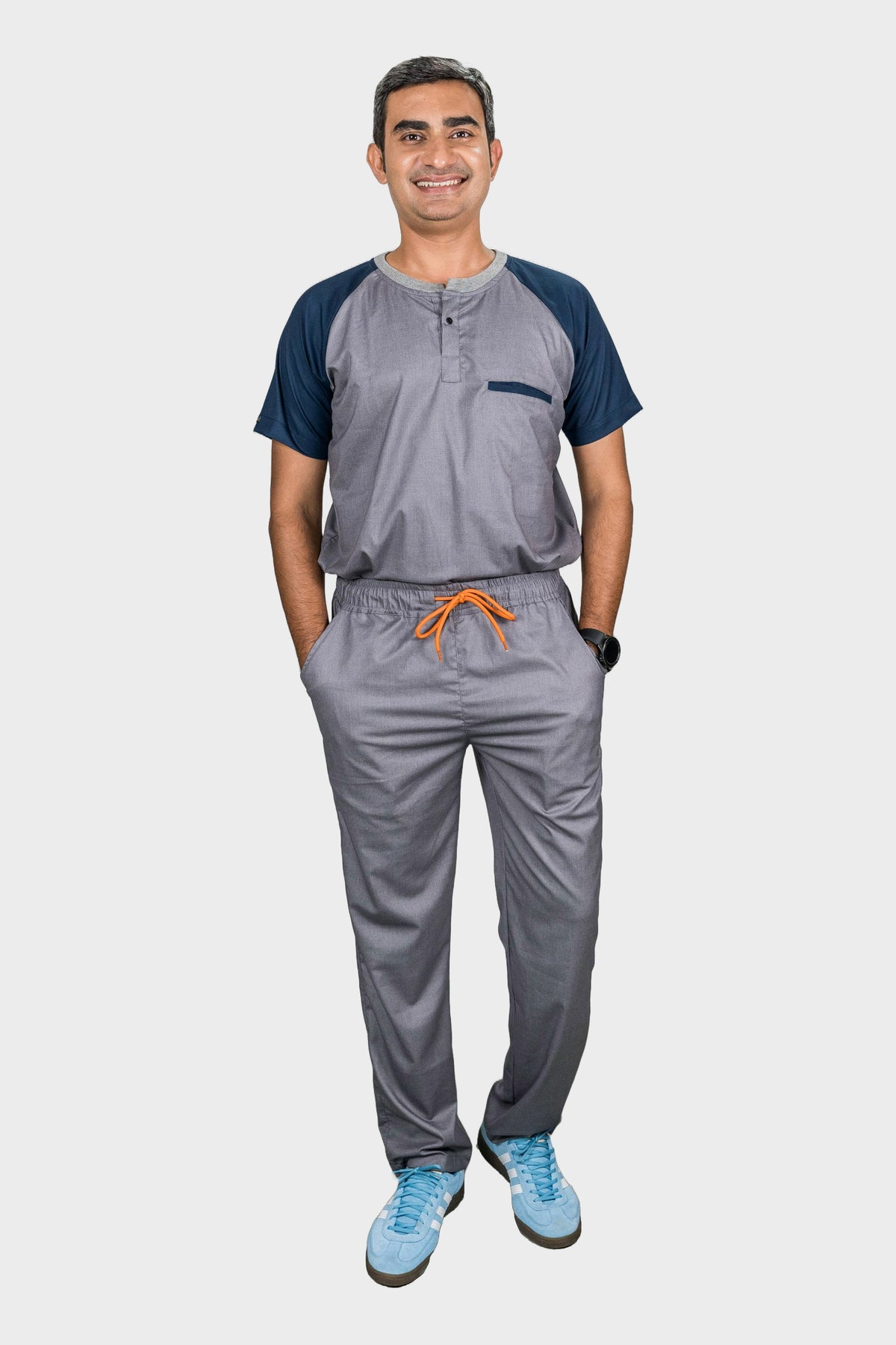 Pro-fit Grey Blue Dual Scrubs