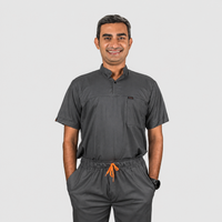 high neck Chinese mandarin collar stretchable scrubs for doctor