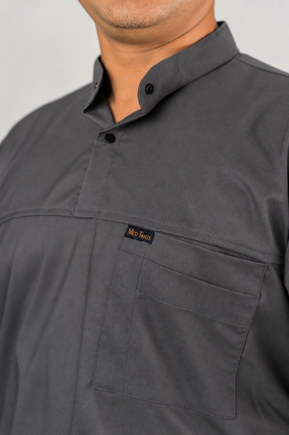 high neck Chinese mandarin collar stretchable scrubs for hospital OT 