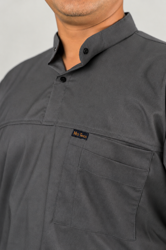 high neck Chinese mandarin collar stretchable scrubs for hospital OT 