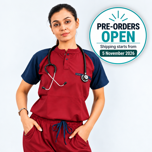 Pro-fit Maroon Blue Dual women scrubs