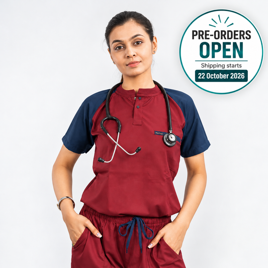 Pro-fit Maroon Blue Dual women scrubs