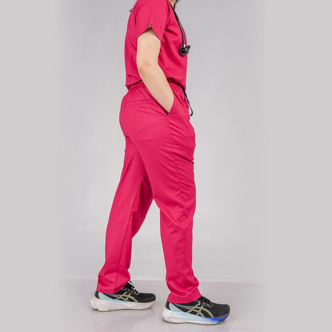 Pro-fit Mulberry pink High neck women scrubs