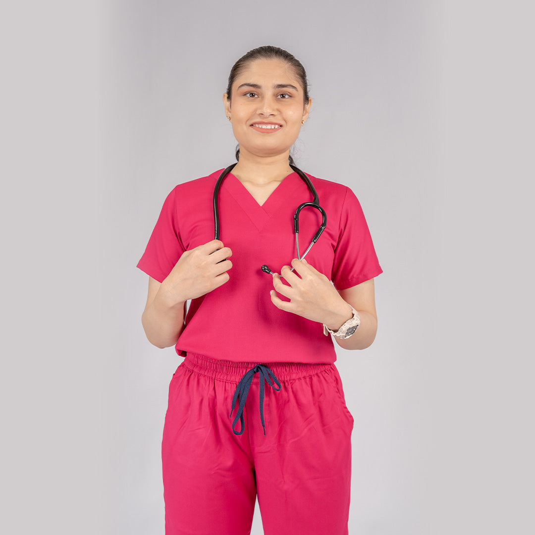 Pro-fit Mulberry Pink Vneck Women scrubs