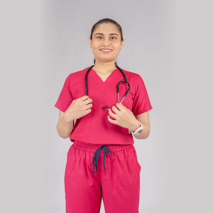 Pro-fit Mulberry Pink Vneck Women scrubs