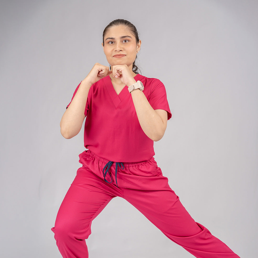 Pro-fit Mulberry Pink Vneck Women scrubs
