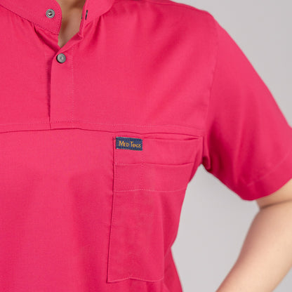 Pro-fit Mulberry pink High neck women scrubs
