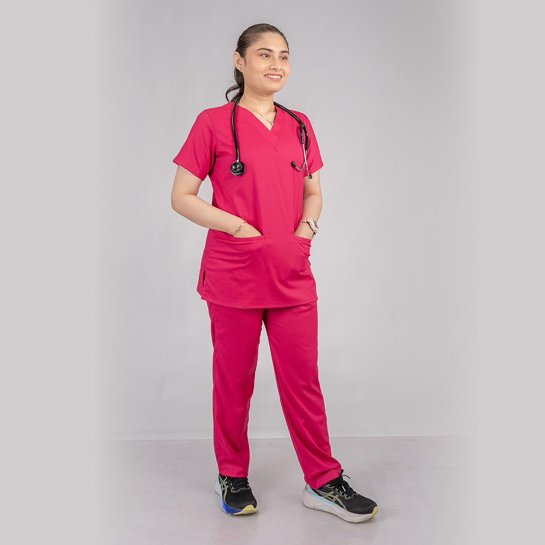 Pro-fit Mulberry Pink Vneck Women scrubs