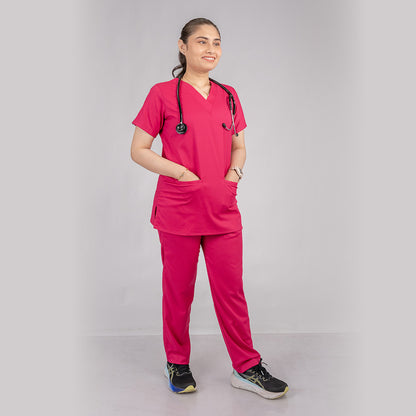 Pro-fit Mulberry Pink Vneck Women scrubs