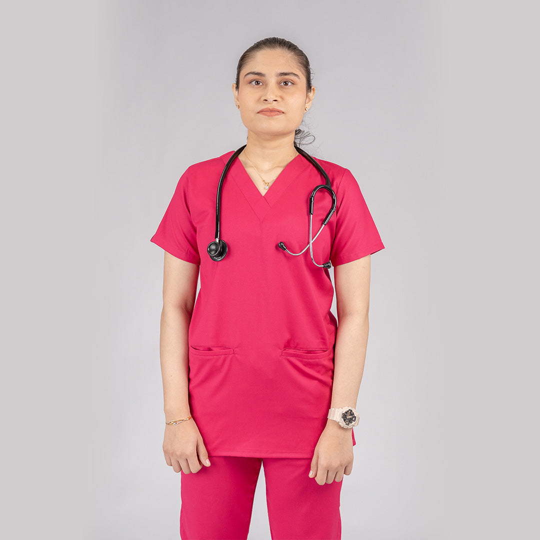 Pro-fit Mulberry Pink Vneck Women scrubs