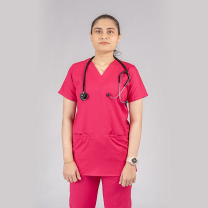 Pro-fit Mulberry Pink Vneck Women scrubs