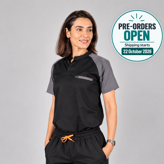 Pro-fit Black Grey Dual women Scrubs