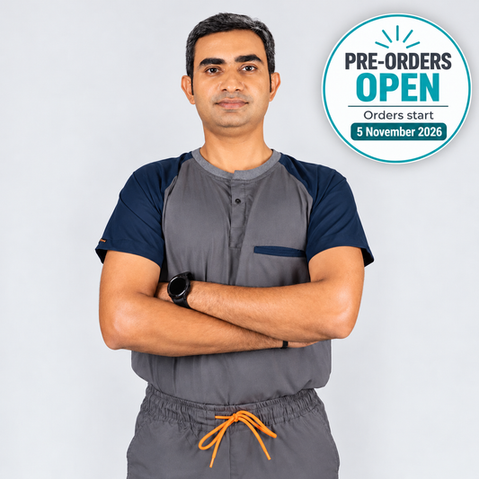 Pro-fit Grey Blue Dual Scrubs