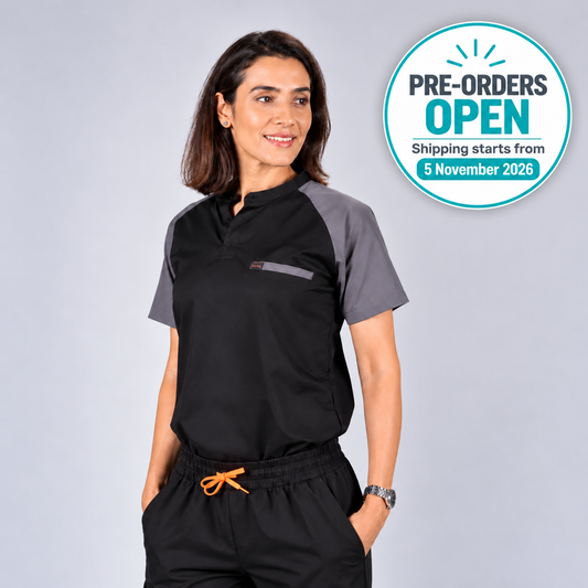 Pro-fit Black Grey Dual women Scrubs