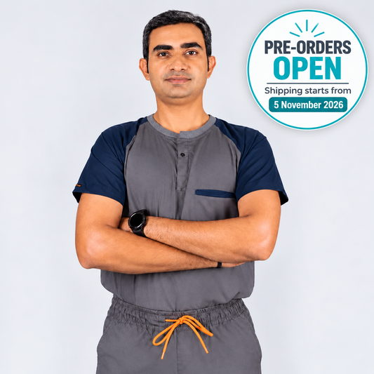 Pro-fit Grey Blue Dual Scrubs