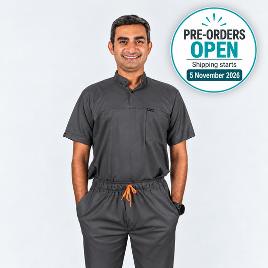 Pro-fit High neck grey scrubs