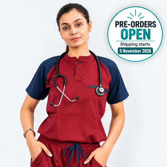 Pro-fit Maroon Blue Dual women scrubs