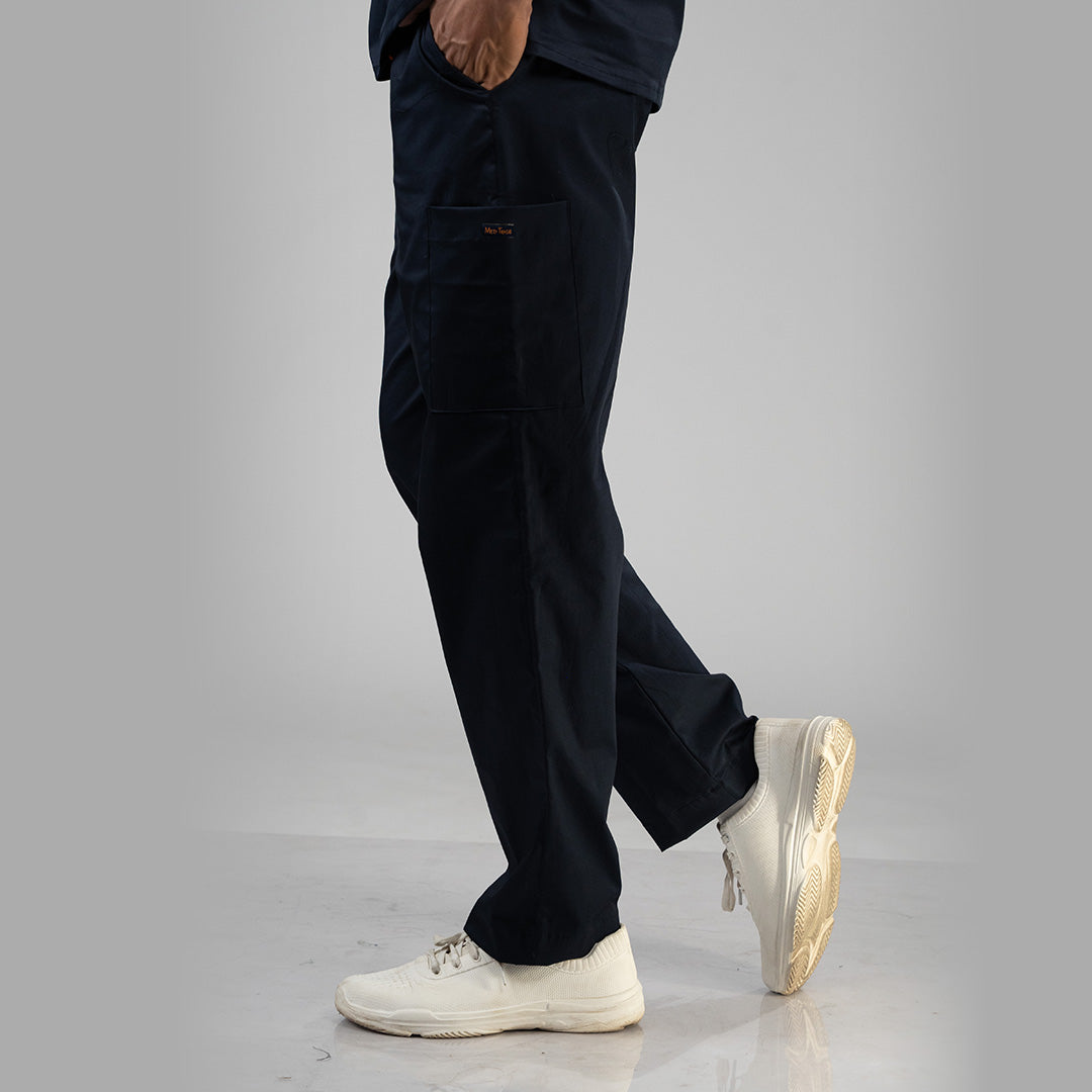Men Oxford Blue Ribbed Zip neckline scrubs