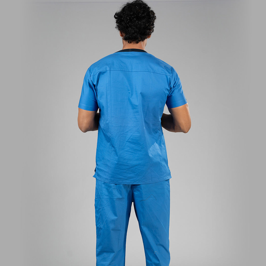 Azure blue High Neck Stretch Scrubs