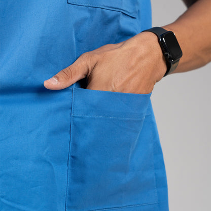 Azure blue High Neck Stretch Scrubs