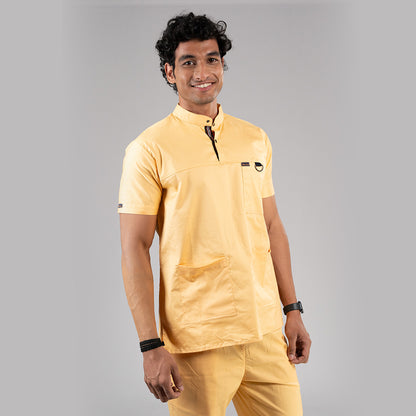 Gentle Yellow High Neck Stretch Scrubs