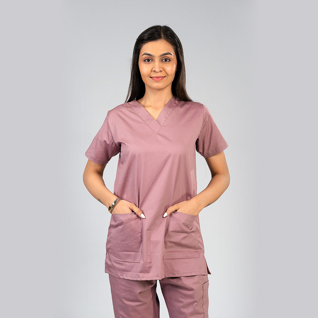 Salmon Pink V neck Women scrubs