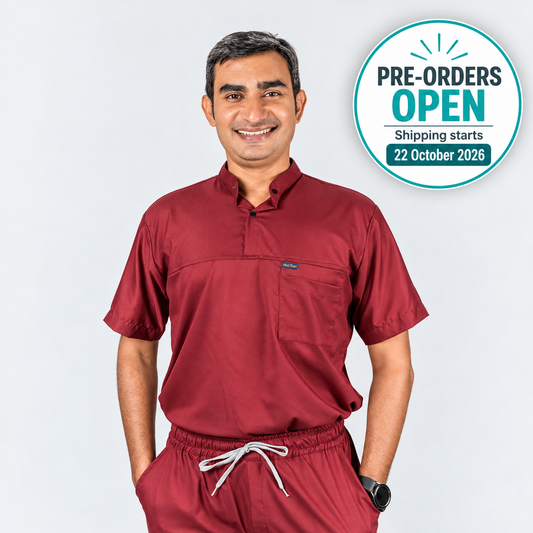 Pro-fit High neck deep red scrubs
