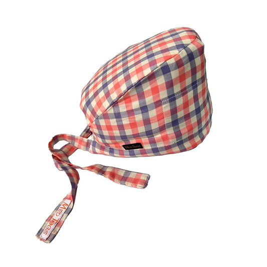 Pastel checkered mul: elastic scrub cap