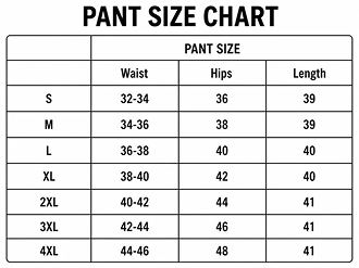 Men Pant Chart
