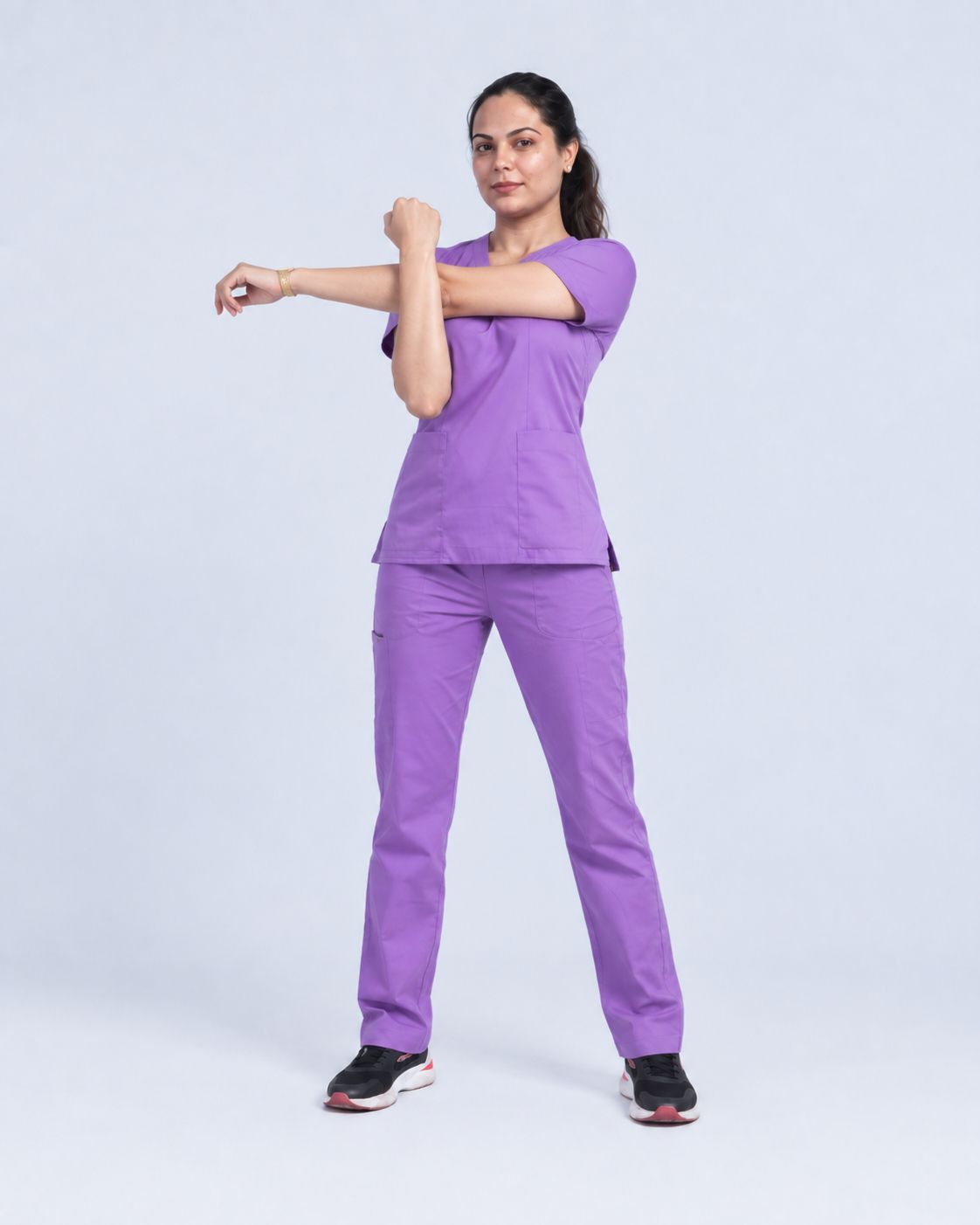 Purple V-Neck Women's Scrubs | Stretchable Cotton | MedTogs