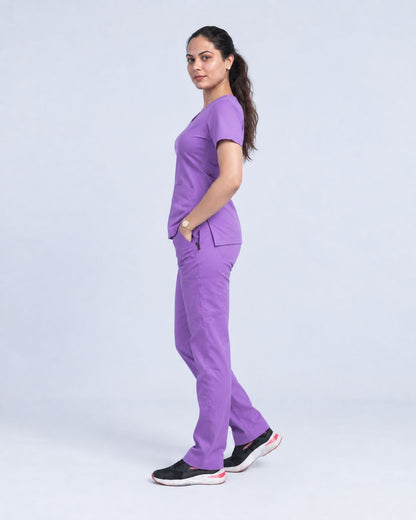 Purple V-Neck Women's Scrubs | Stretchable Cotton | MedTogs
