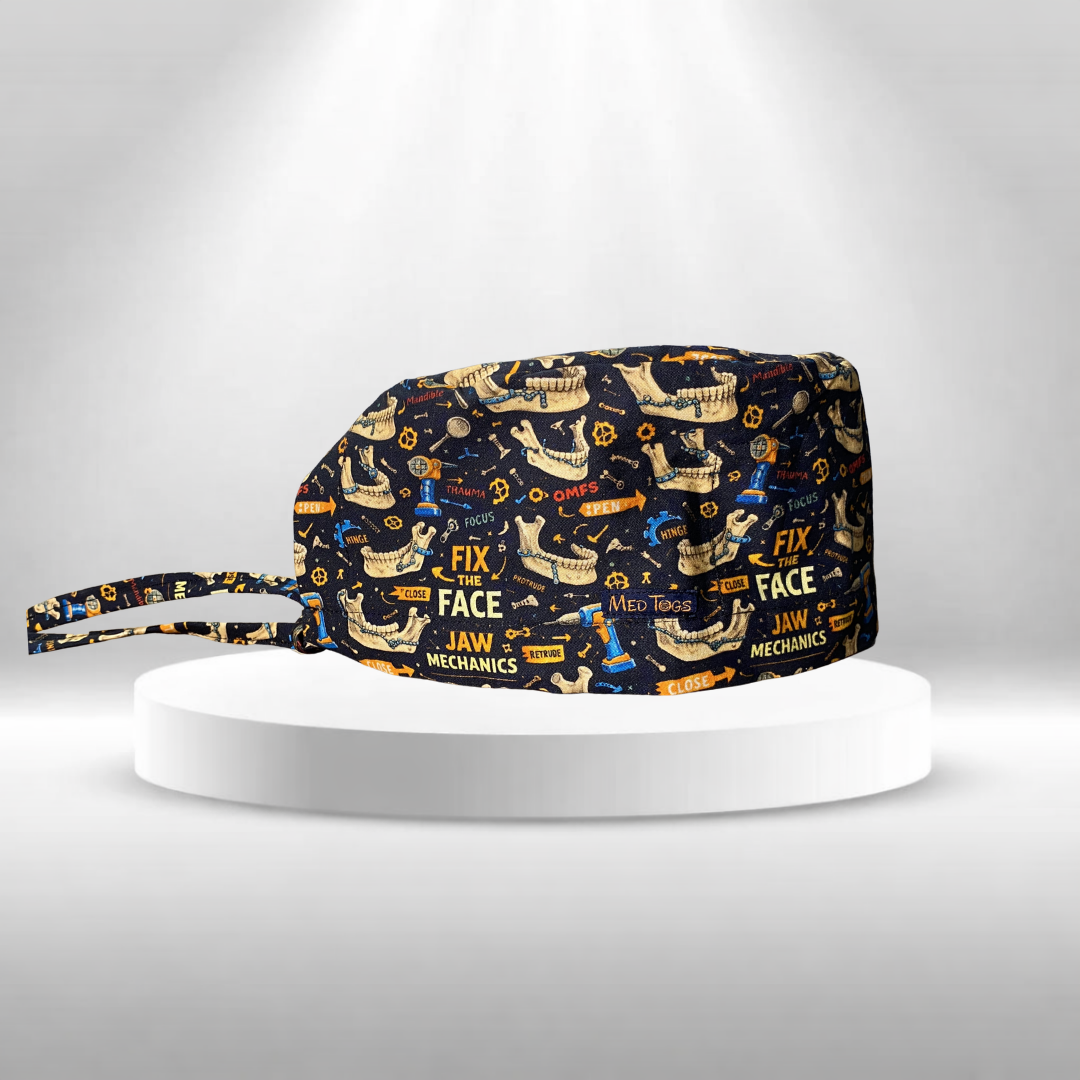Maxillofacial surgeon printed scrub cap for dental clinic